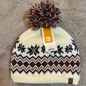 NWT Timberland Fair Isle Pom Beanie